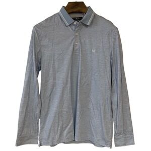 Buttercloth Mens Blue Long‎ Sleeve Knit Polo Shirt Golf Career Preppy Coastal L
